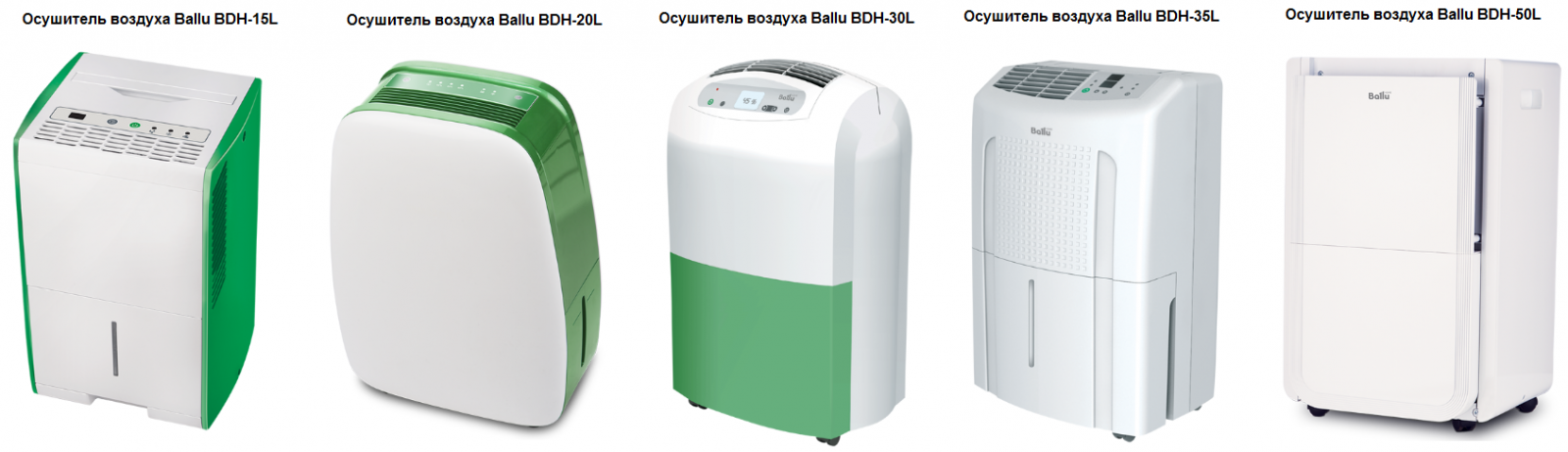 Ассортимент осушителей воздуха Ballu BDH Ассортимент осушителей воздуха Ballu BDH